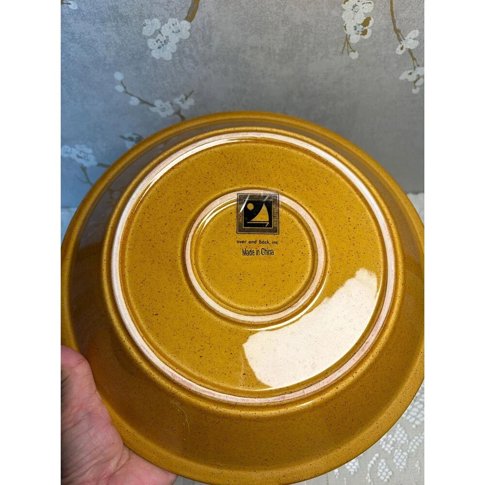 VTG Over and Back Ceramic Pumpkin Pie Dish Covered Casserole Baker Harvest Fall